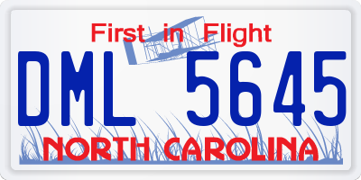 NC license plate DML5645