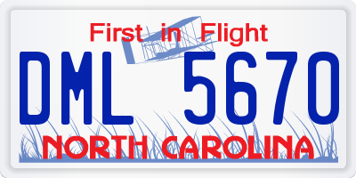 NC license plate DML5670