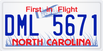 NC license plate DML5671