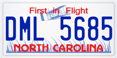 NC license plate DML5685