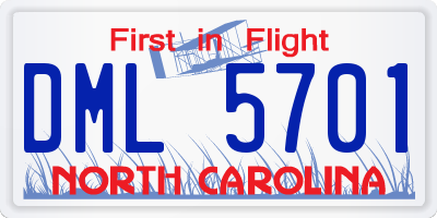 NC license plate DML5701
