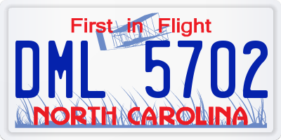 NC license plate DML5702