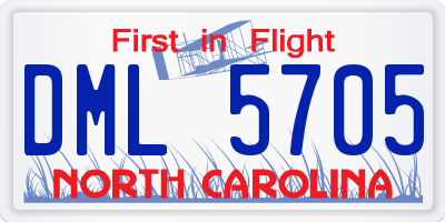 NC license plate DML5705