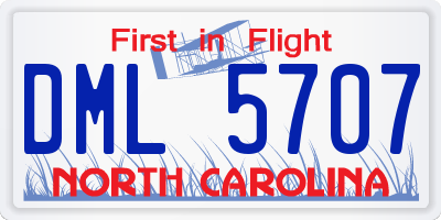 NC license plate DML5707