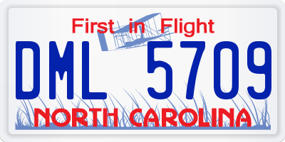 NC license plate DML5709