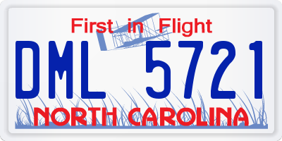 NC license plate DML5721