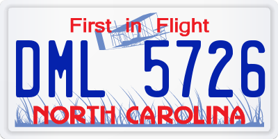 NC license plate DML5726