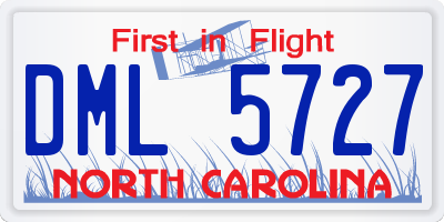 NC license plate DML5727