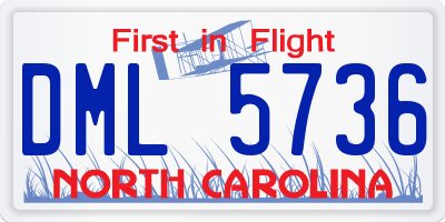 NC license plate DML5736