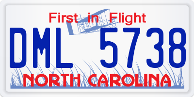 NC license plate DML5738