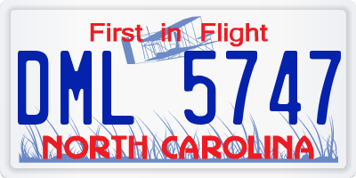 NC license plate DML5747