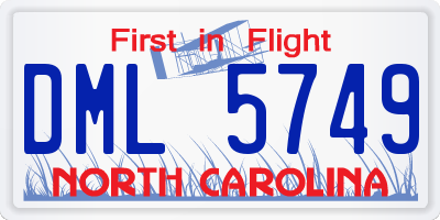 NC license plate DML5749