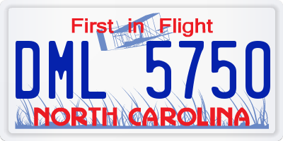 NC license plate DML5750
