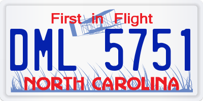 NC license plate DML5751