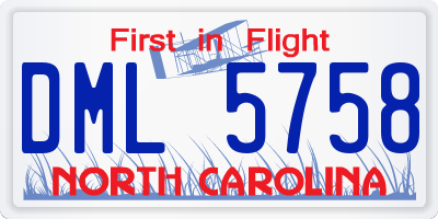 NC license plate DML5758