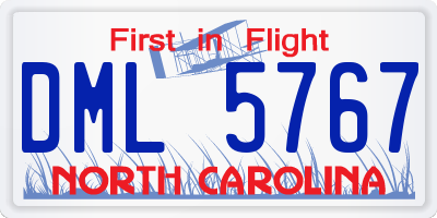 NC license plate DML5767