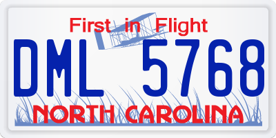 NC license plate DML5768