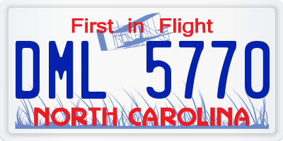 NC license plate DML5770