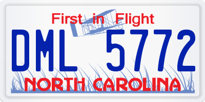 NC license plate DML5772