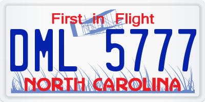 NC license plate DML5777