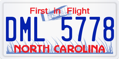 NC license plate DML5778
