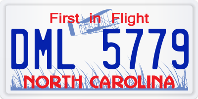 NC license plate DML5779
