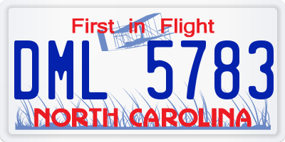 NC license plate DML5783