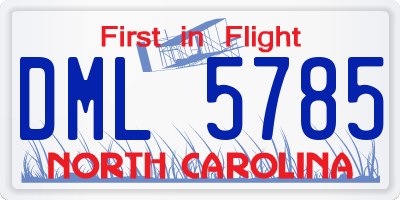 NC license plate DML5785