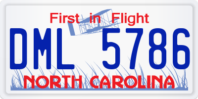 NC license plate DML5786