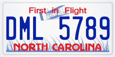 NC license plate DML5789
