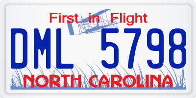 NC license plate DML5798