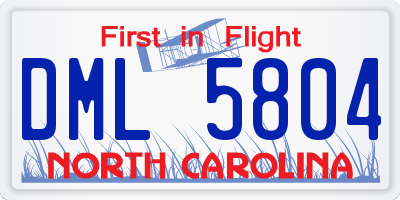 NC license plate DML5804