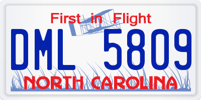 NC license plate DML5809