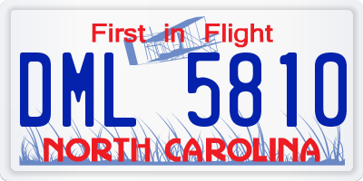 NC license plate DML5810