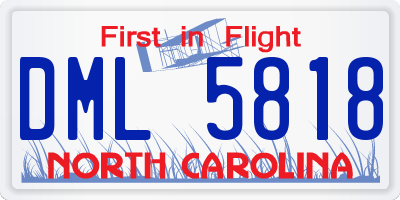 NC license plate DML5818