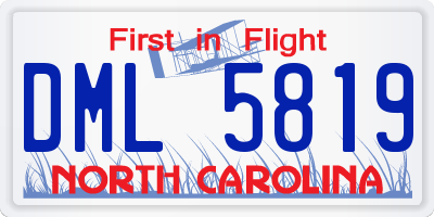 NC license plate DML5819