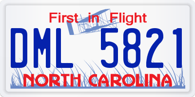 NC license plate DML5821