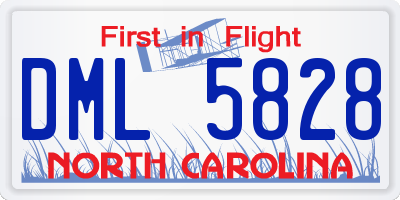 NC license plate DML5828