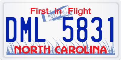 NC license plate DML5831