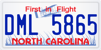 NC license plate DML5865