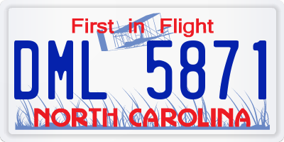 NC license plate DML5871
