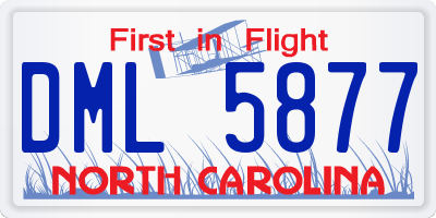 NC license plate DML5877