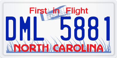 NC license plate DML5881