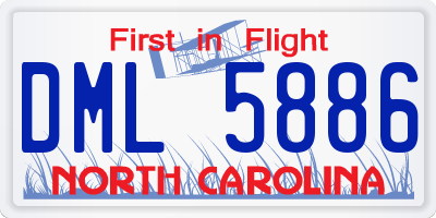 NC license plate DML5886