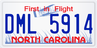 NC license plate DML5914