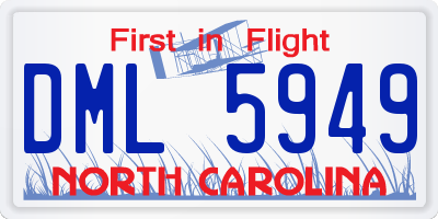 NC license plate DML5949