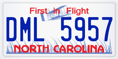 NC license plate DML5957
