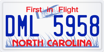 NC license plate DML5958