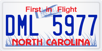 NC license plate DML5977