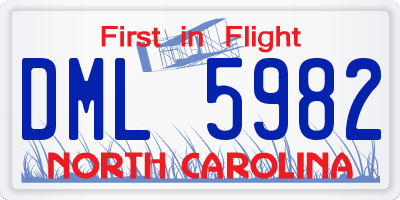 NC license plate DML5982